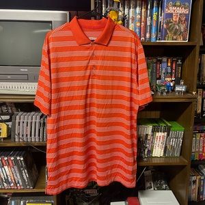 Men’s Nike golf stripe polo shirt orange size Xl tour performance